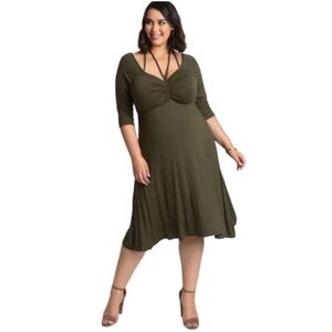 Kiyonna Olive Green Midi Dress NWT Size XL